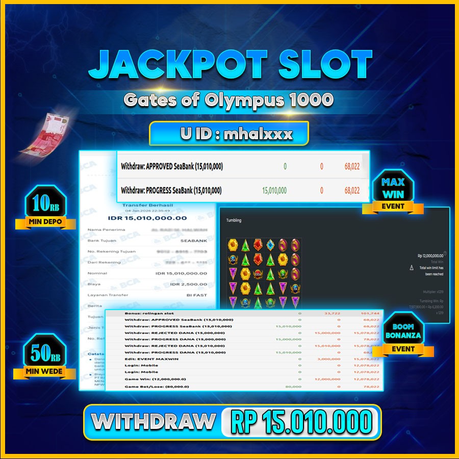 AFCTOGEL JACKPOT GAME Gates of Olympus 1000 Rp.15.010.000.,-LUNAS